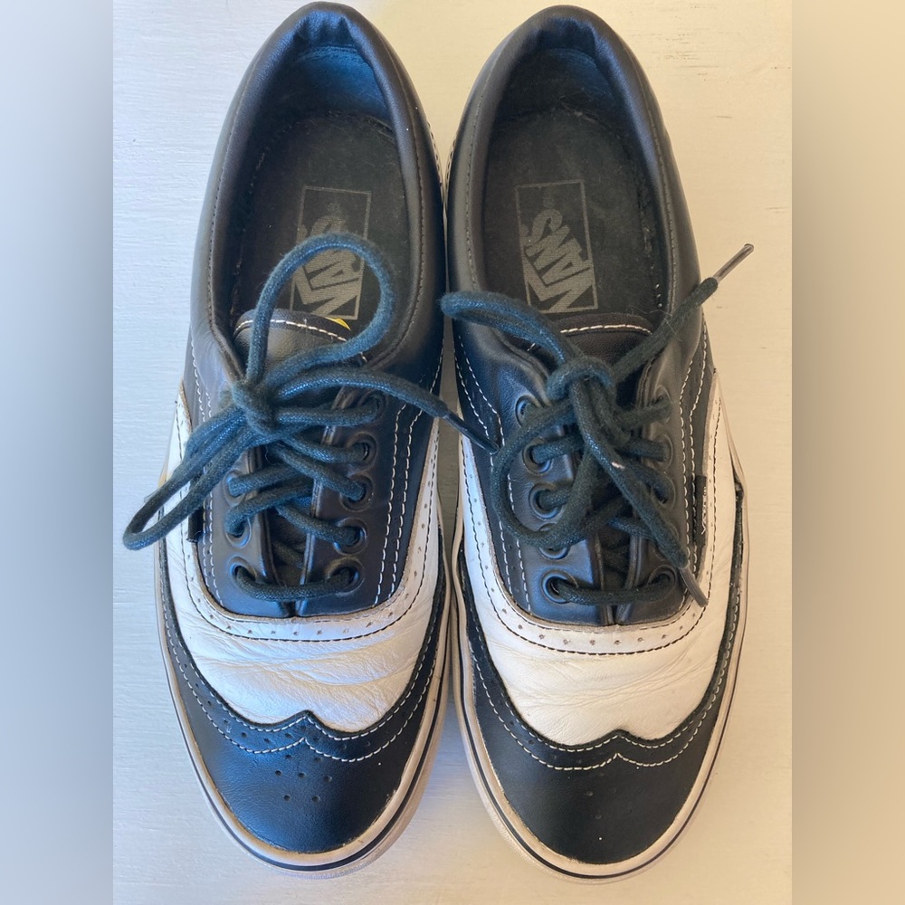 VANS Era Tuxedo Wingtip Oxford Brogue Leather, Black/White, RARE, Unisex M6.5 W8